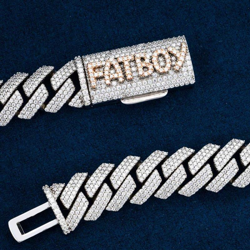 Iced Out 22MM Moissanite Diamond Custom Name Cuban Link Chain with 925 Sterling Silver Hip Hop jewelry