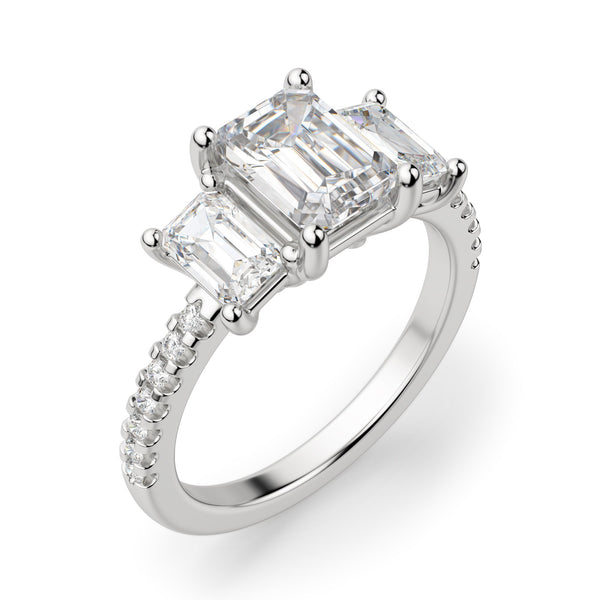 Emerald Cut Three Stone Moissanite Engagement Ring