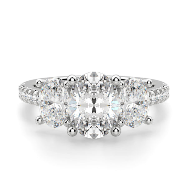 Oval Cut Three Stone Moissanite Engagement Ring