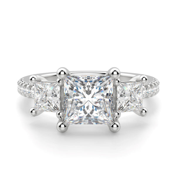 Princess Cut Three Stone Moissanite Ring