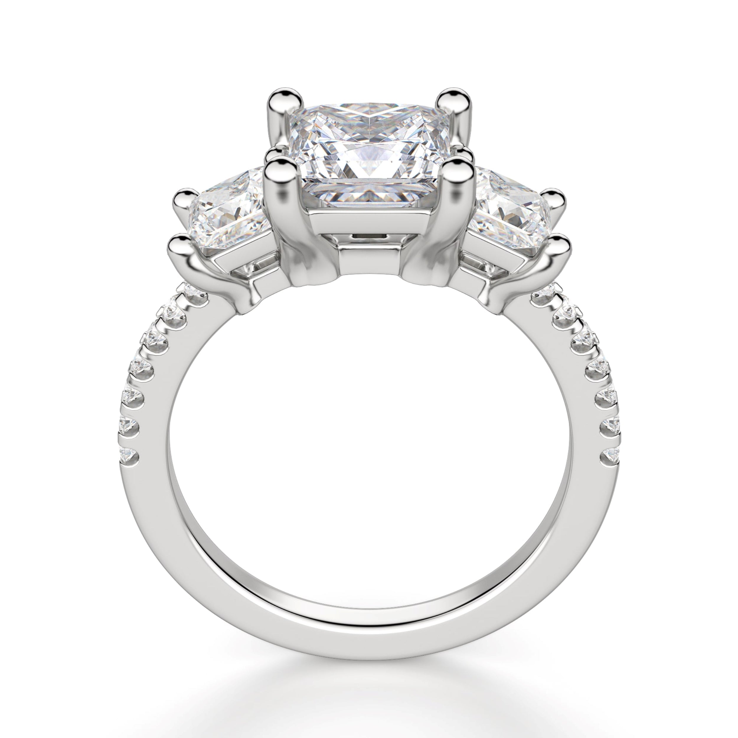 Princess Cut Three Stone Moissanite Ring
