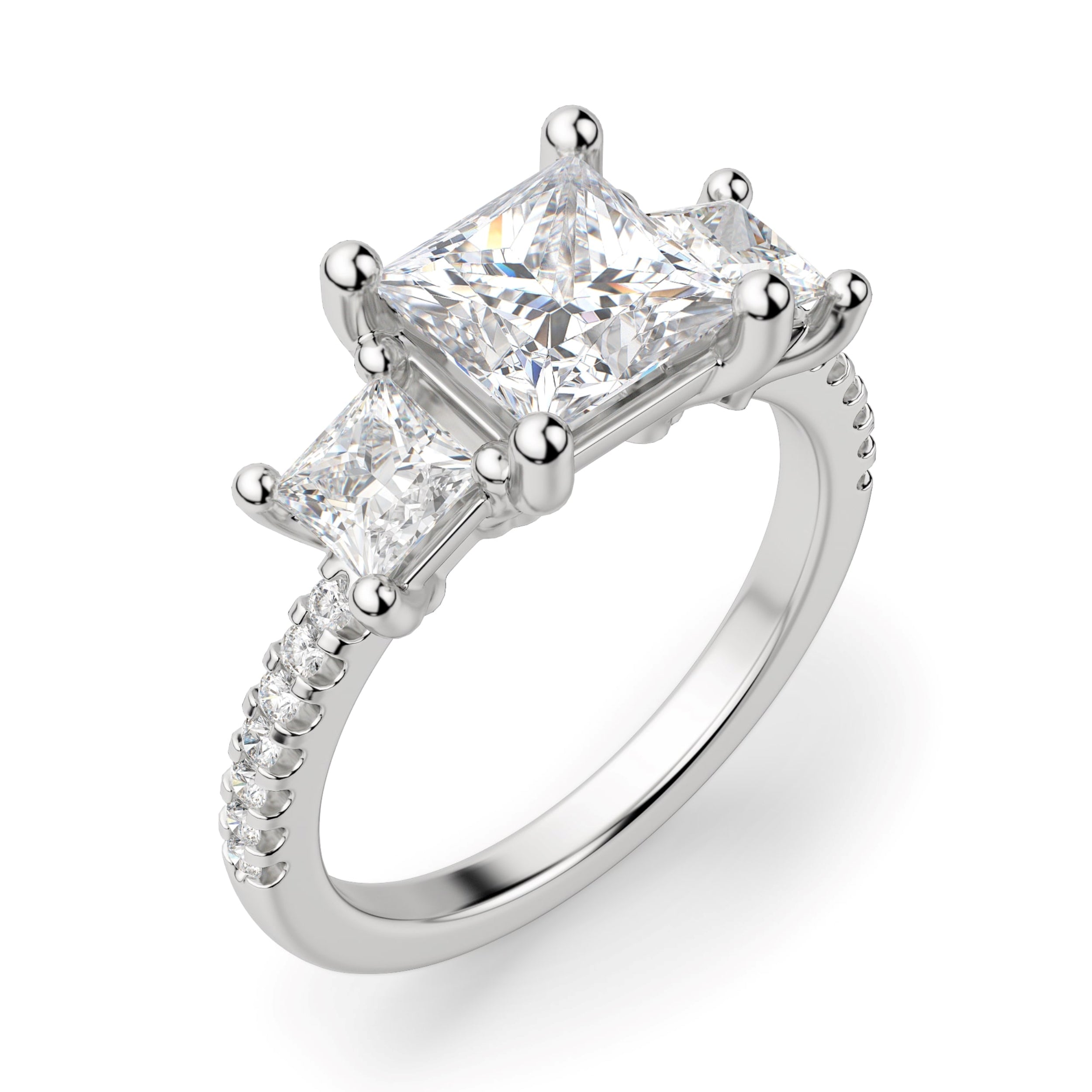 Princess Cut Three Stone Moissanite Ring