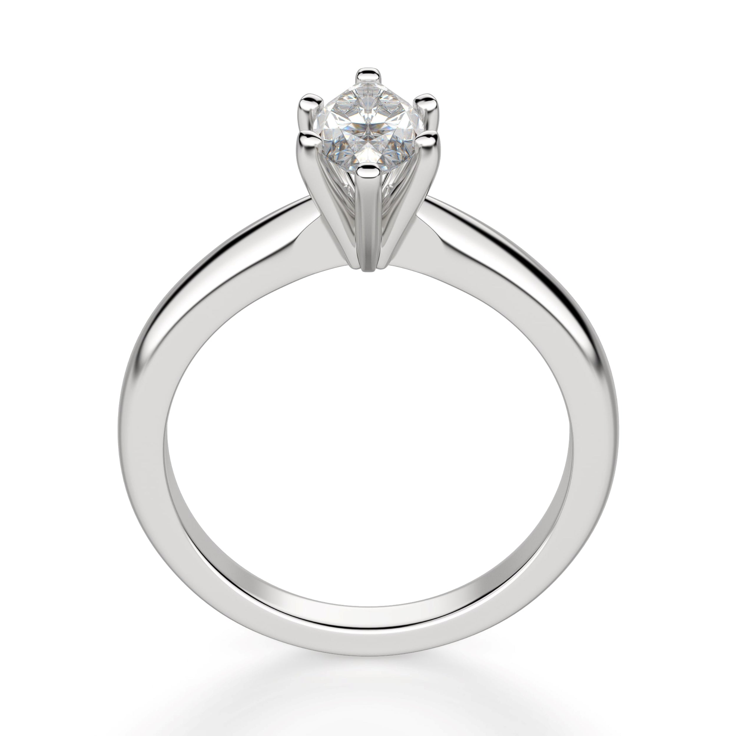 Tapered  Marquise Cut Moissanite Solitaire Engagement Ring