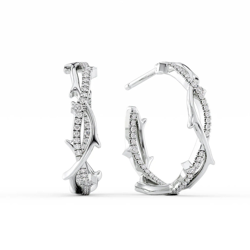 Thorn Moissanite Crisscross Huggie Hoop Earrings
