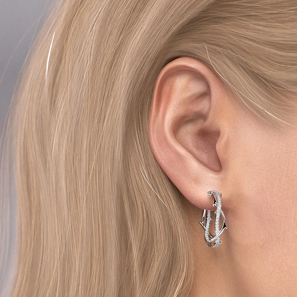 Thorn Moissanite Crisscross Huggie Hoop Earrings