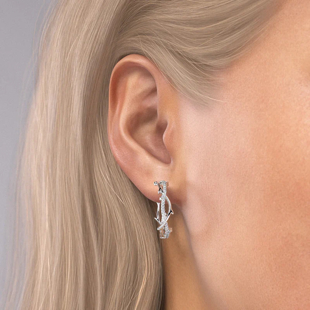 Thorn Moissanite Crisscross Huggie Hoop Earrings