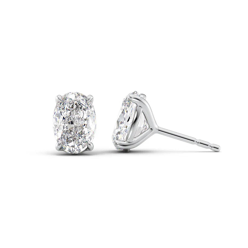 Solitaire Oval Cut Moissanite Stud Earrings