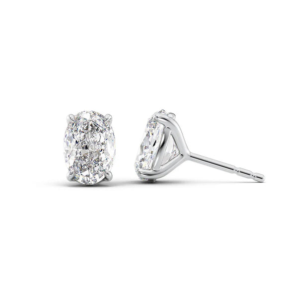 Solitaire Oval Cut Moissanite Stud Earrings