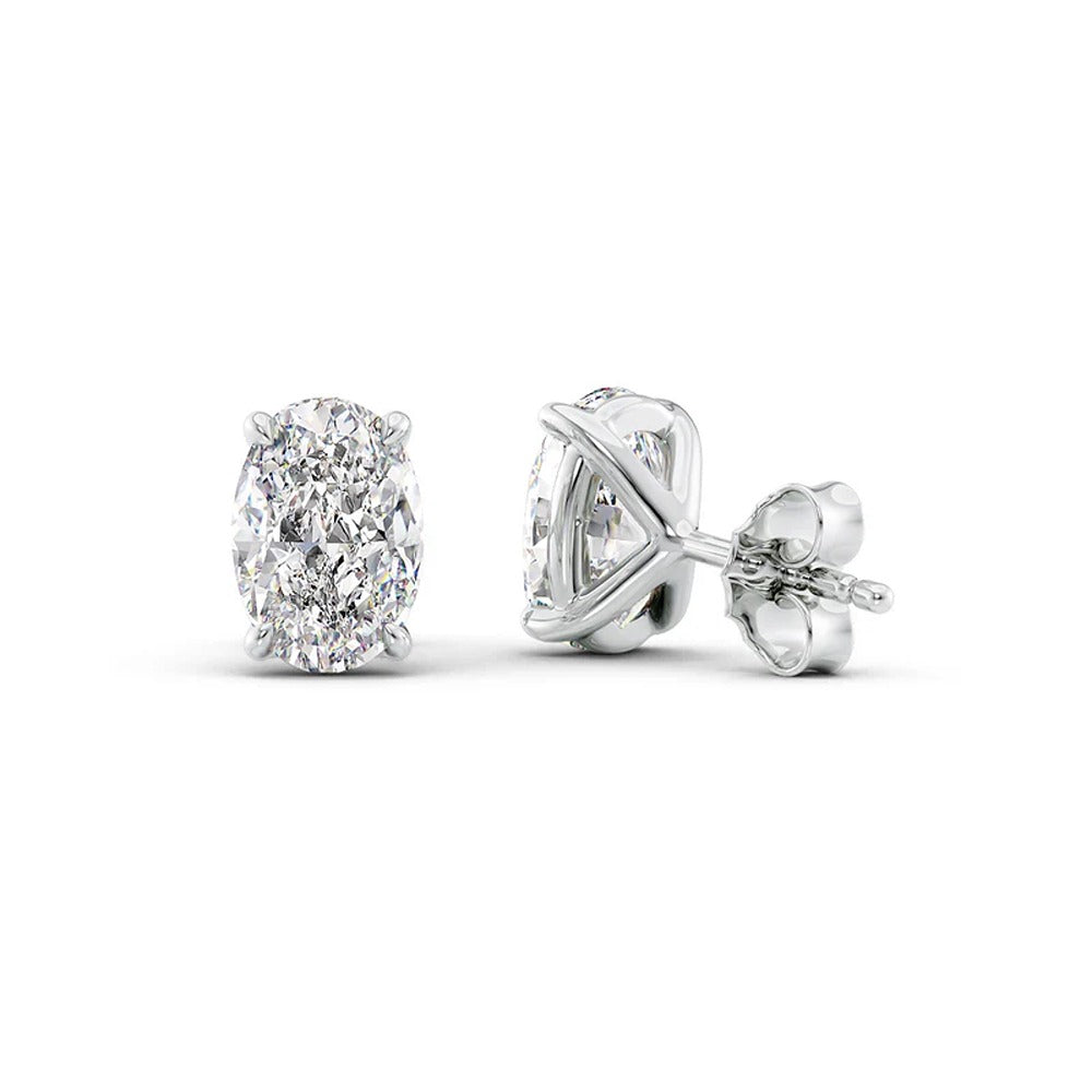 Solitaire Oval Cut Moissanite Stud Earrings