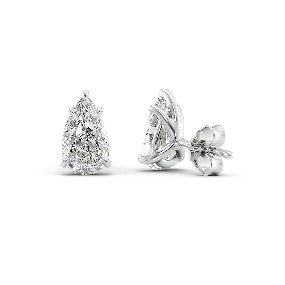 VVS1 Moissanite Pear Cut Solitaire Earrings