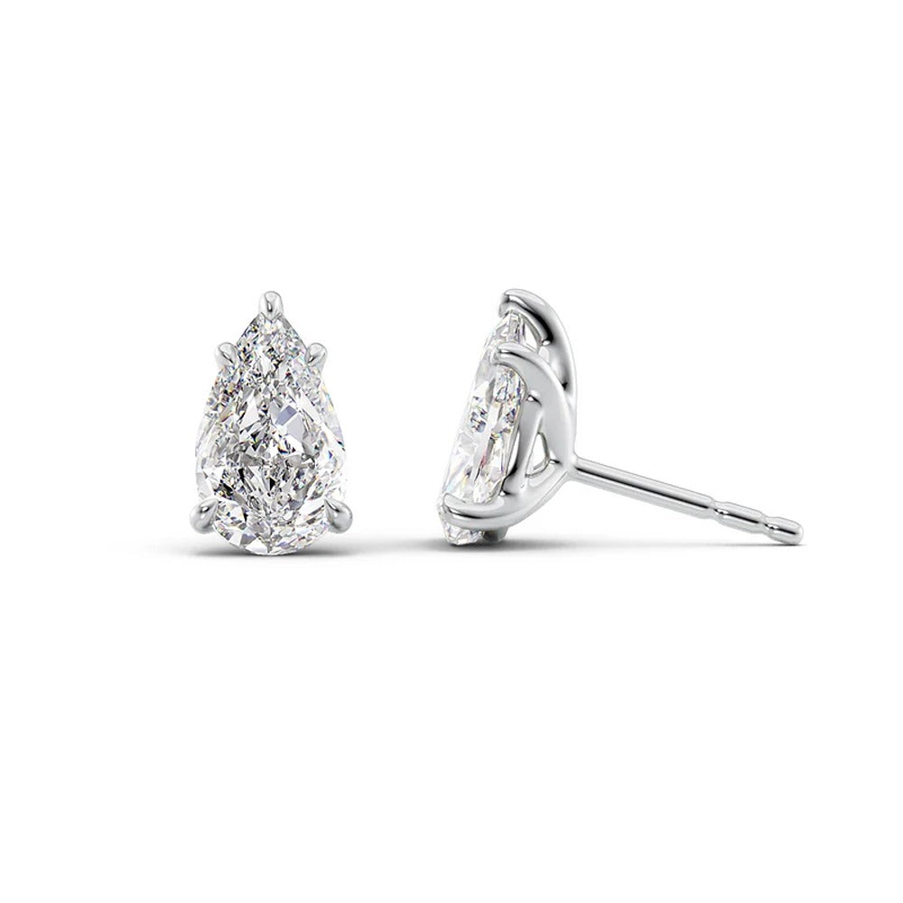 VVS1 Moissanite Pear Cut Solitaire Earrings