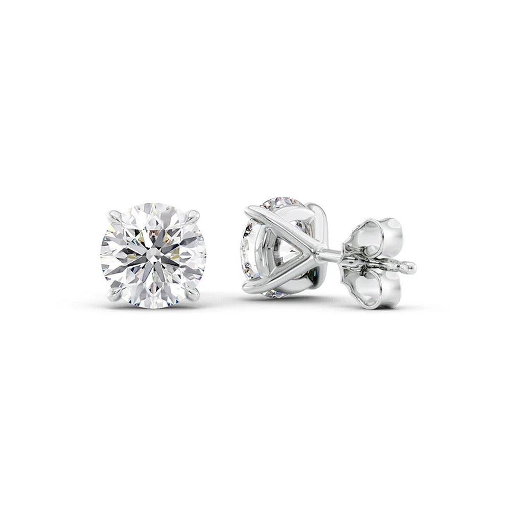 Round Brilliant Cut Moissanite Stud Earrings