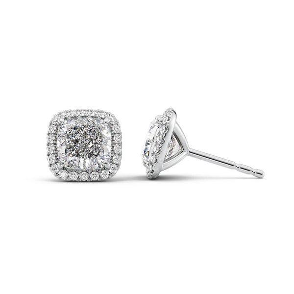 Moissanite Cushion Cut Push Back Solitaire Earrings