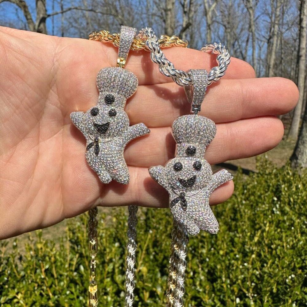 Iced Out Moissanitye Pillsbury Doughboy Hip Hop Pendant