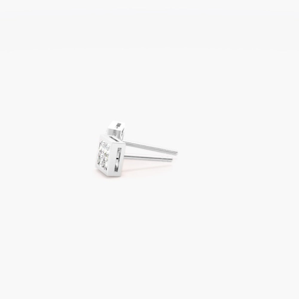 Princess Cut Moissanite Bezel Set Solitaire Stud Earring
