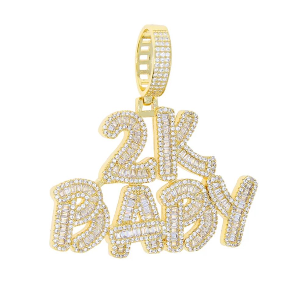 Baguette Cut Moissanite 2K Baby Hip Hop Pendant