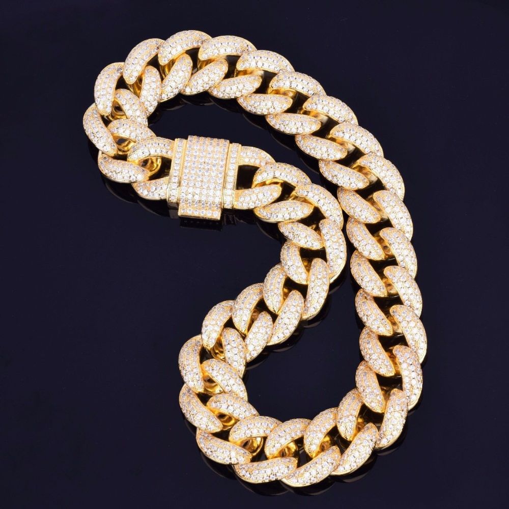 Lab Grown Diamond Round Cut Miami Link Chain For Men