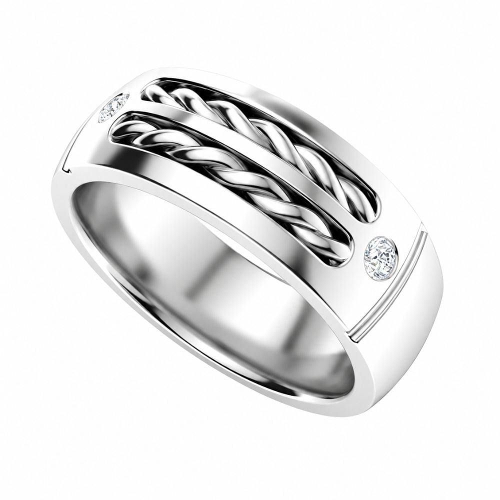 Round Cut Lab Grown Diamond Flush Set Wedding Band For Men