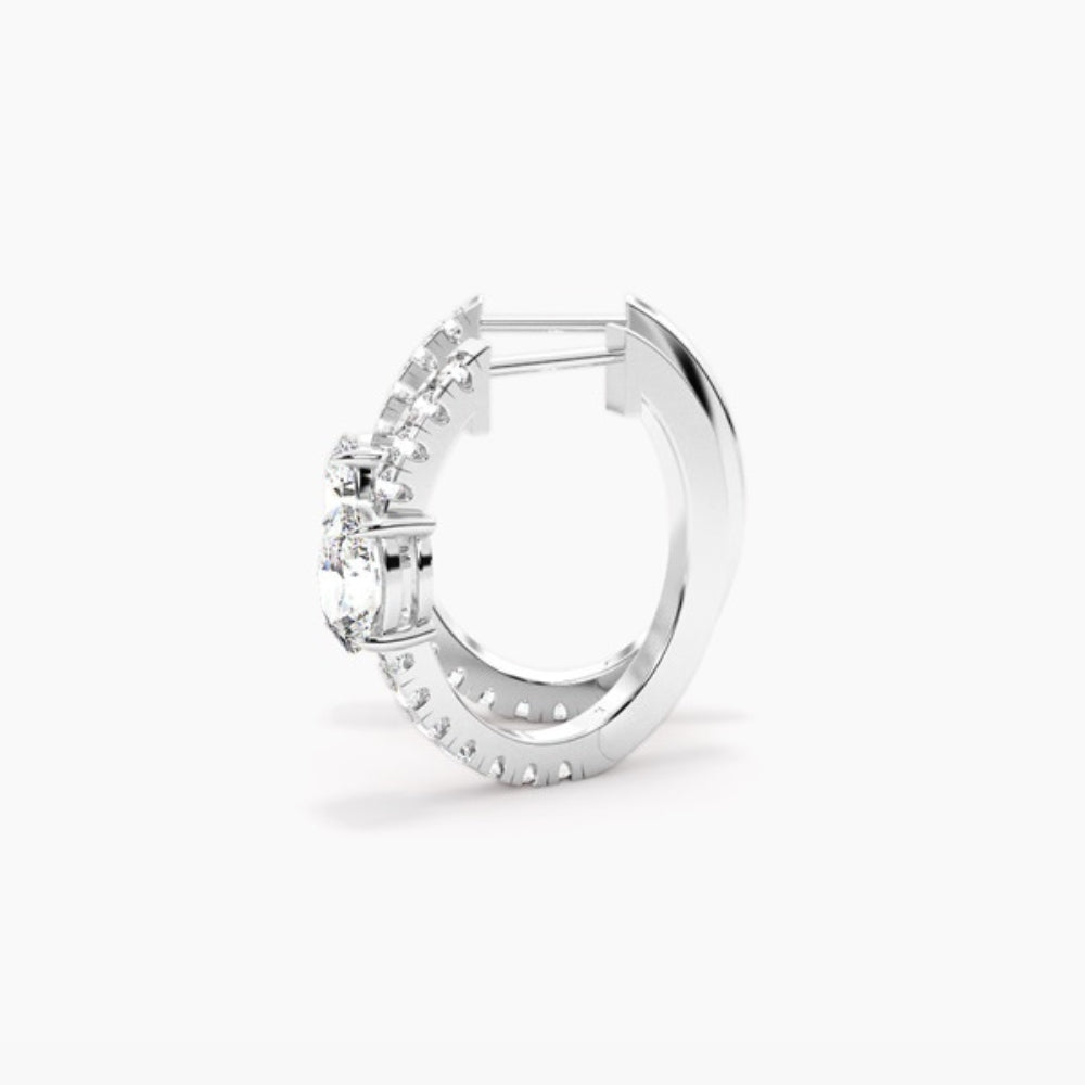 Oval Cut Moissanite Lever Back Hoop Earrings