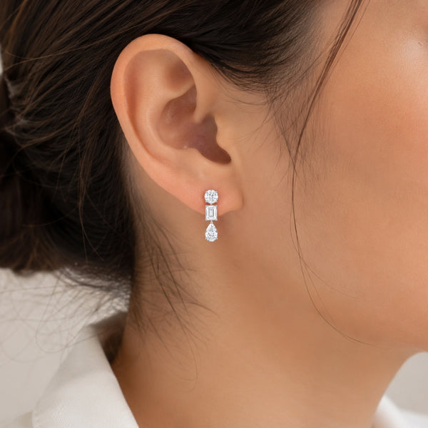 Multi Diamond Moissanite Drop Dangle Earrings For Anniversary Gift