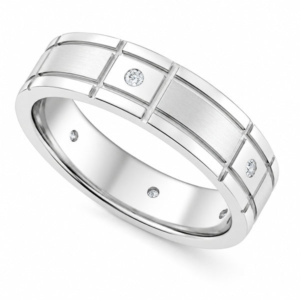 Lab Grown Diamond Round Cut Flush Set Wedding Band For Men
