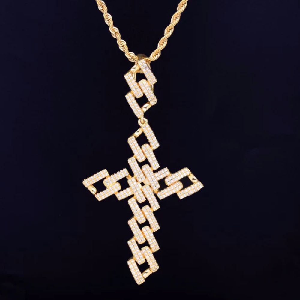 Lab Grown Diamond Round Cut Cross Hip Hop Pendant