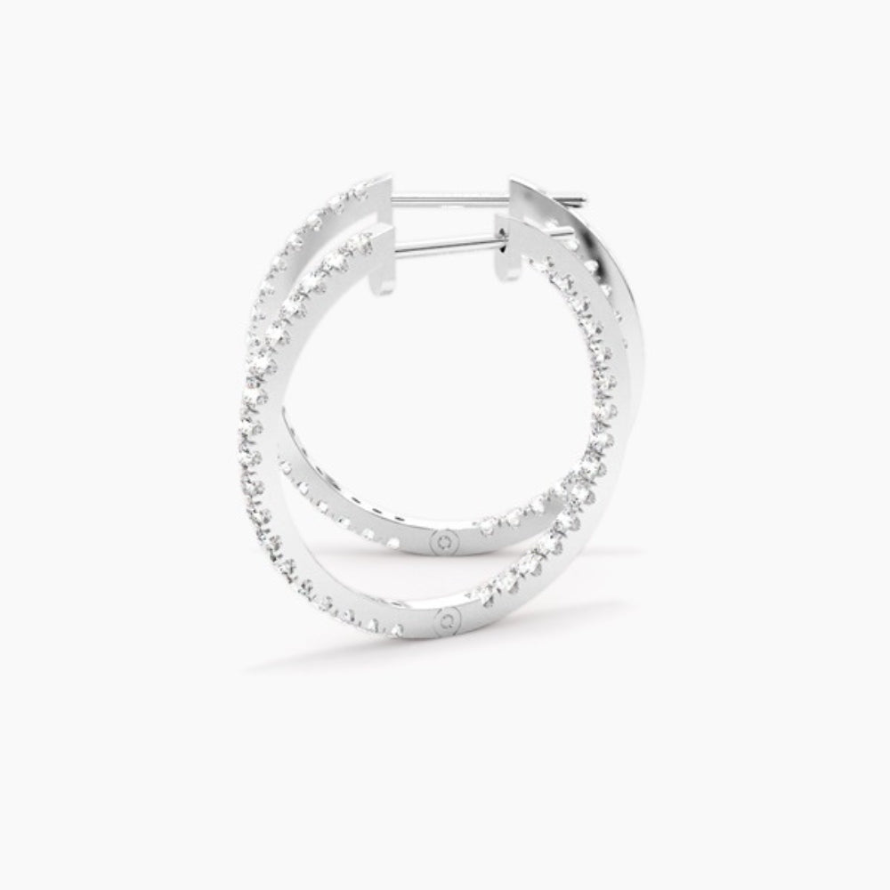 Round Cut Moissanite Pave Set Hoop Earrings For Women