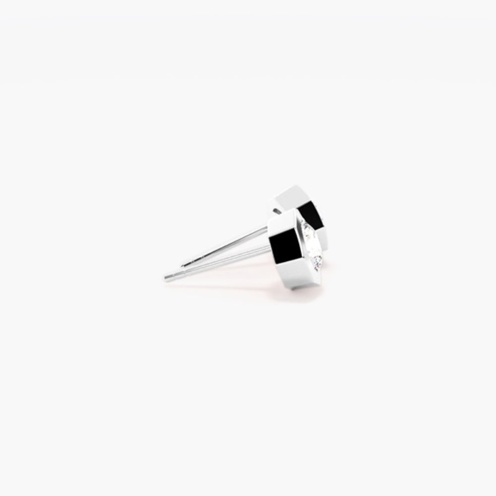 Round Cut Moissanite Bezel Set Stud Earring