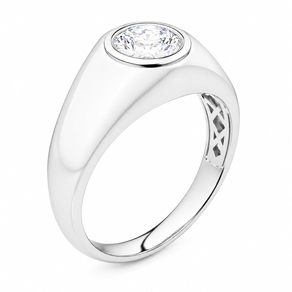 Round Cut Solitaire Bezel Set Lab Grown Diamond Engagement Ring