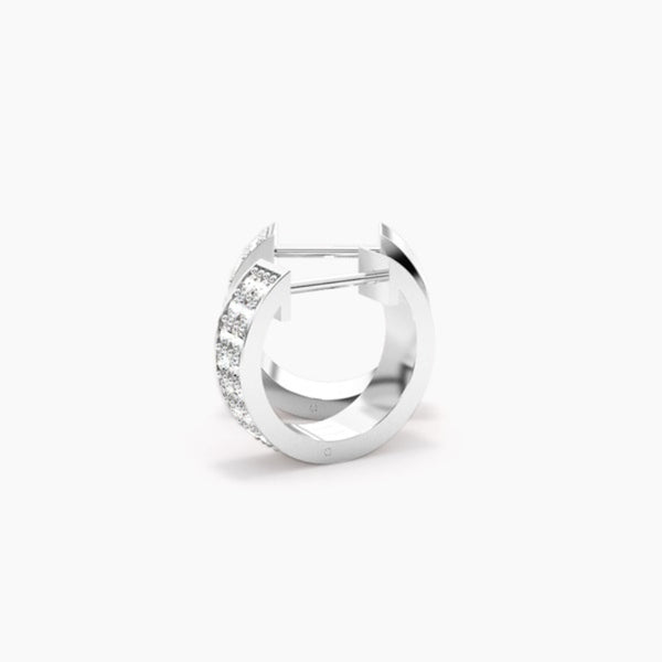 Moissanite Round Cut Double Row Pave Set Hoop Earrings