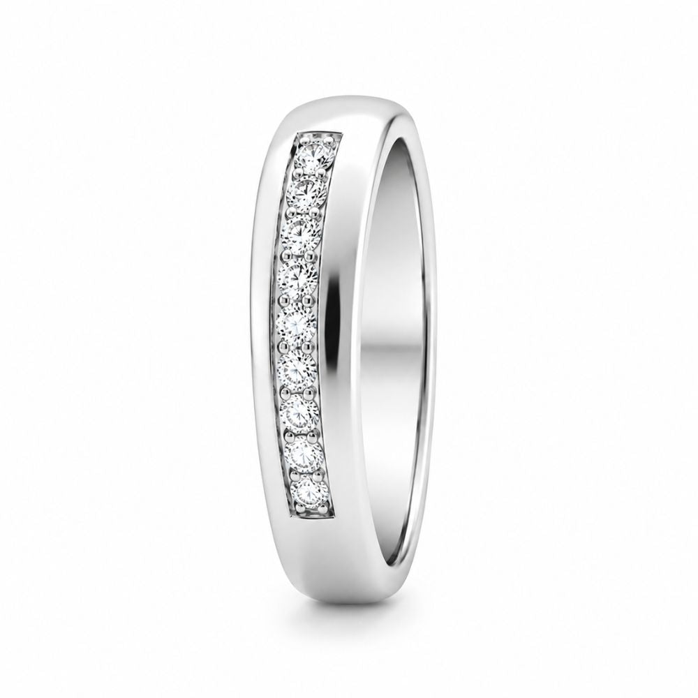 Round Cut Lab Grown Diamond Pave Set Band For Wedding