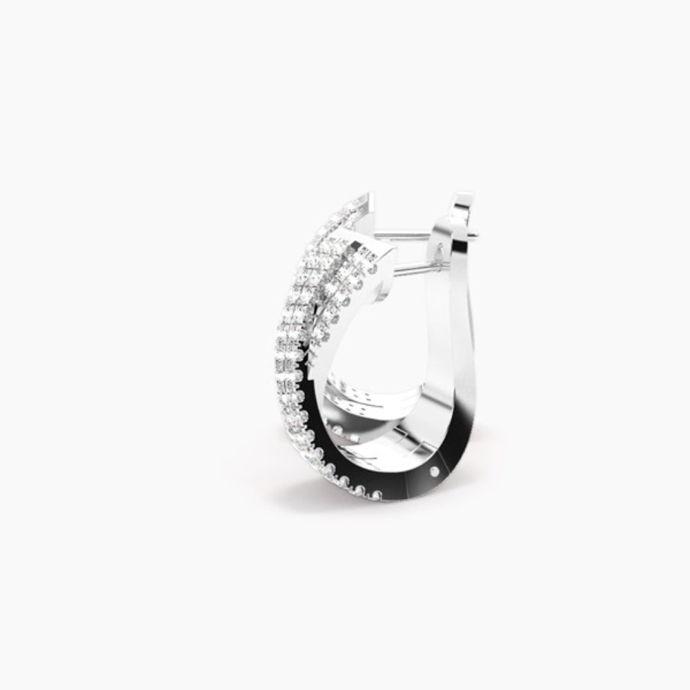 Moissanite Round Cut Pave Set Hoop Earrings