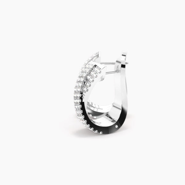 Moissanite Round Cut Pave Set Hoop Earrings