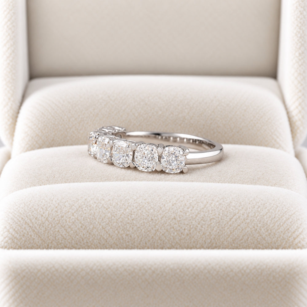 Cushion Cut Lab Grown Diamond Half Eternity Wedding Band