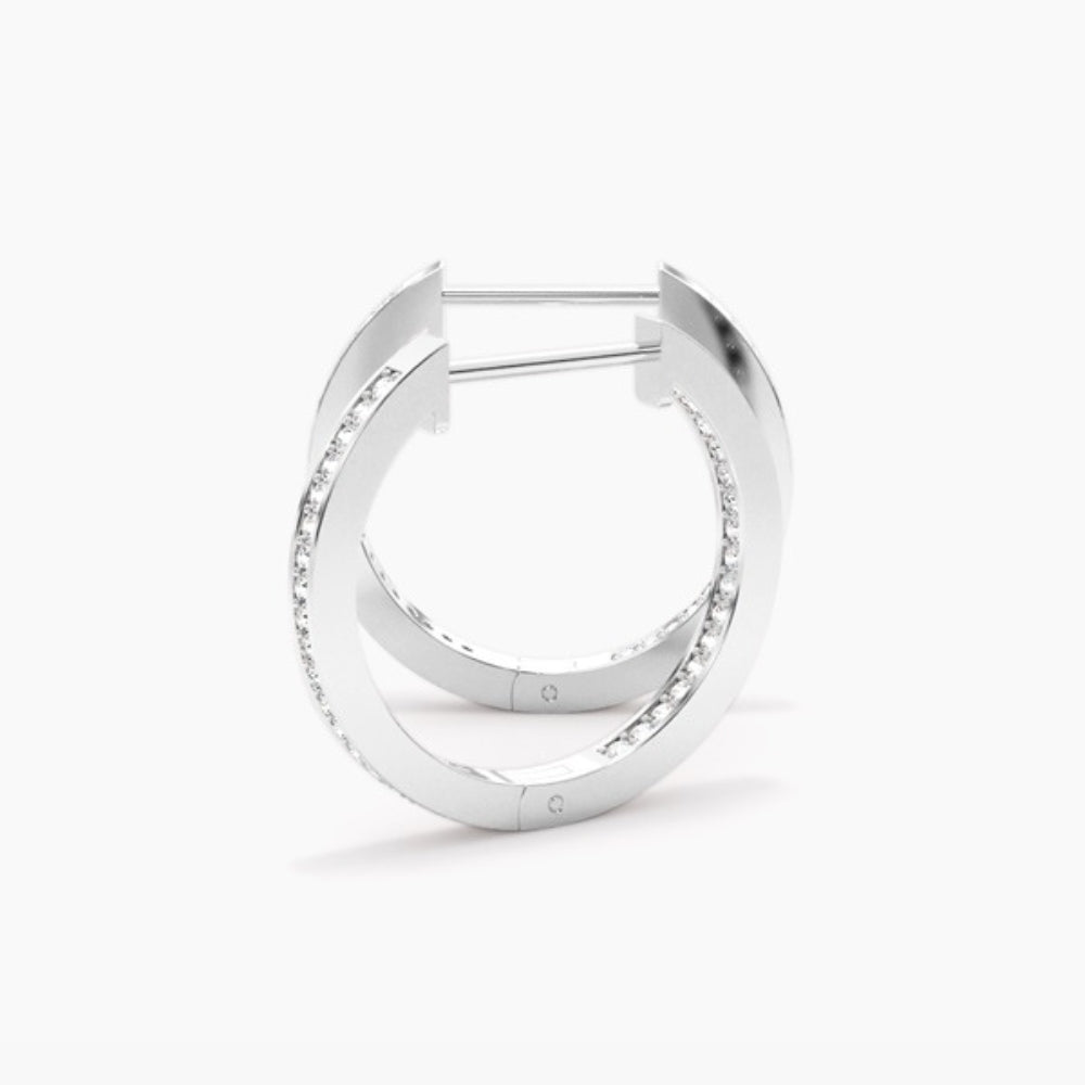 Moissanite Round Cut Pave Set Hoop Earrings