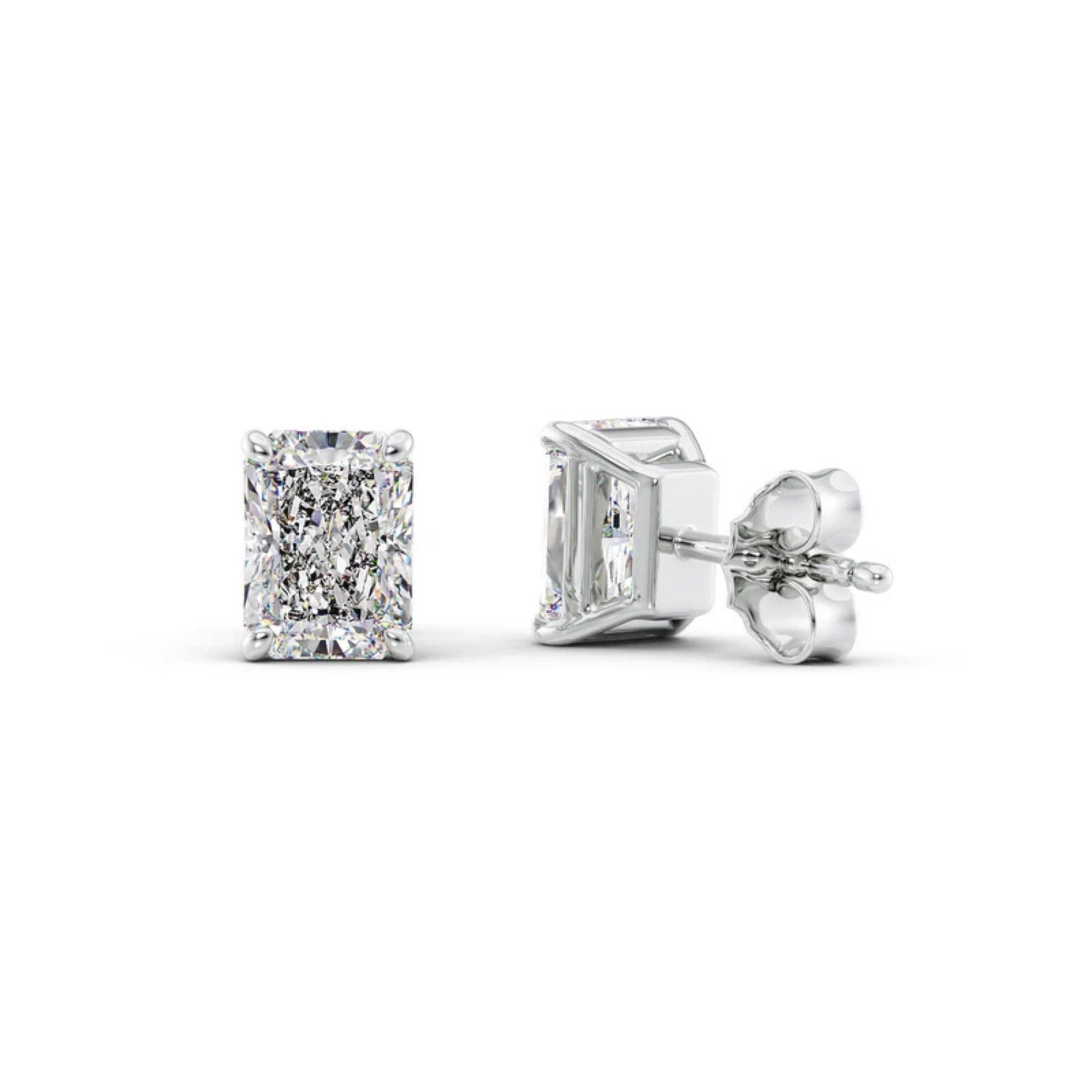 Basket Prong Radiant Cut Moissanite Stud Earring For Her