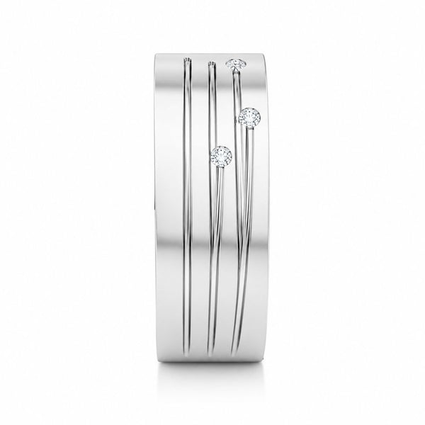Round Cut Lab Grown Diamond Flush Set Men's Wedding Band