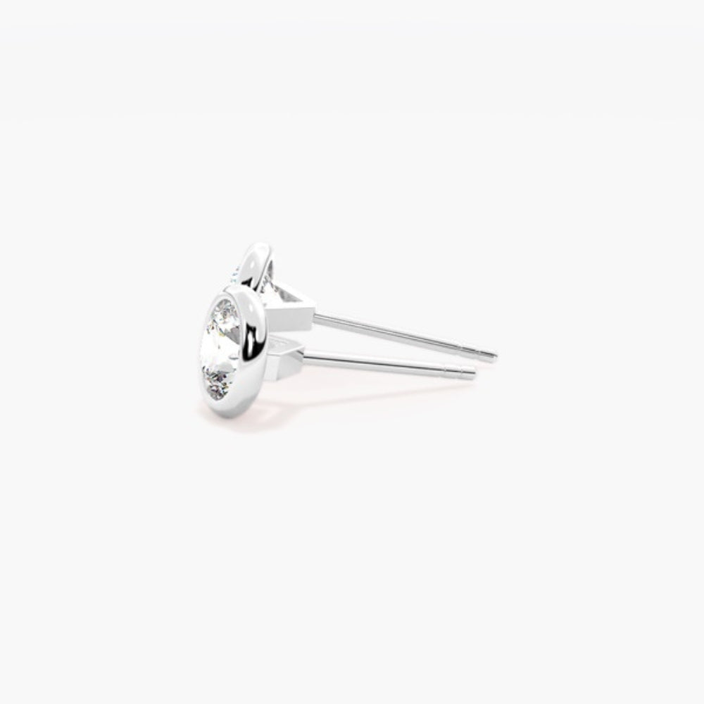 Round Cut Moissanite Bezel Set Women Earring