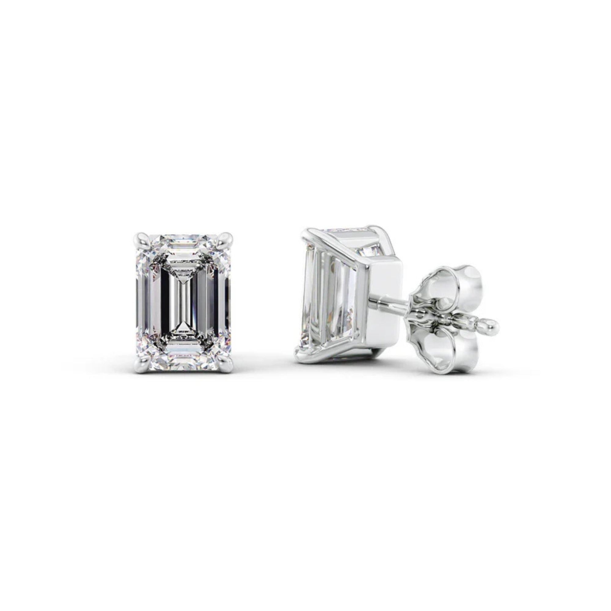 VVS1 Moissanite Emerald Cut Solitaire Earring