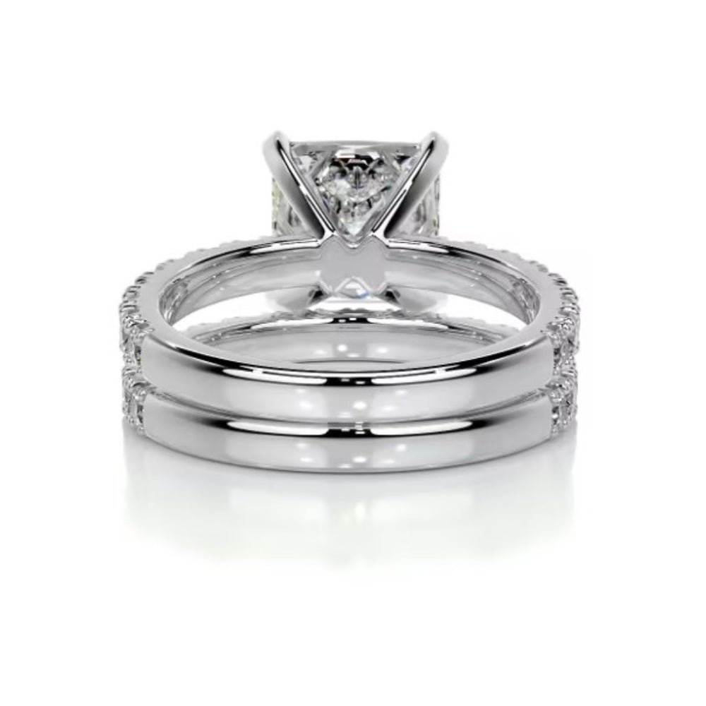 Princess Cut Pave Set Moissanite Bridal Ring Set