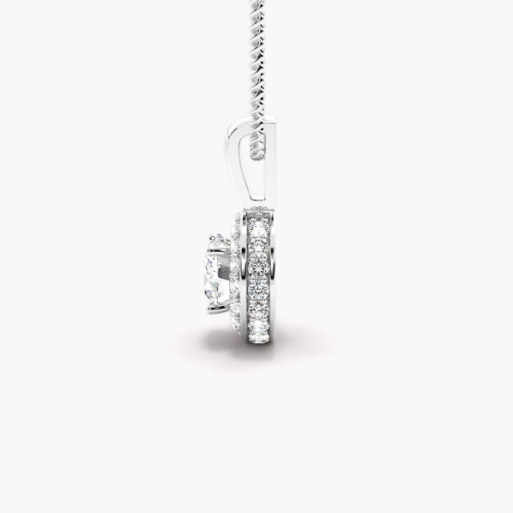 Round Cut Moissanite Hidden Halo Pendant