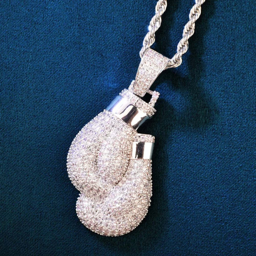 Iced Out Moissanite Boxing Gloves Hip Hop Pendant