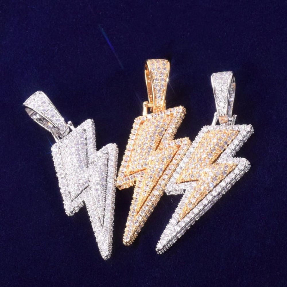 Men's Wear Round Cut Lab Grown Diamond Lightning Strike Pendant