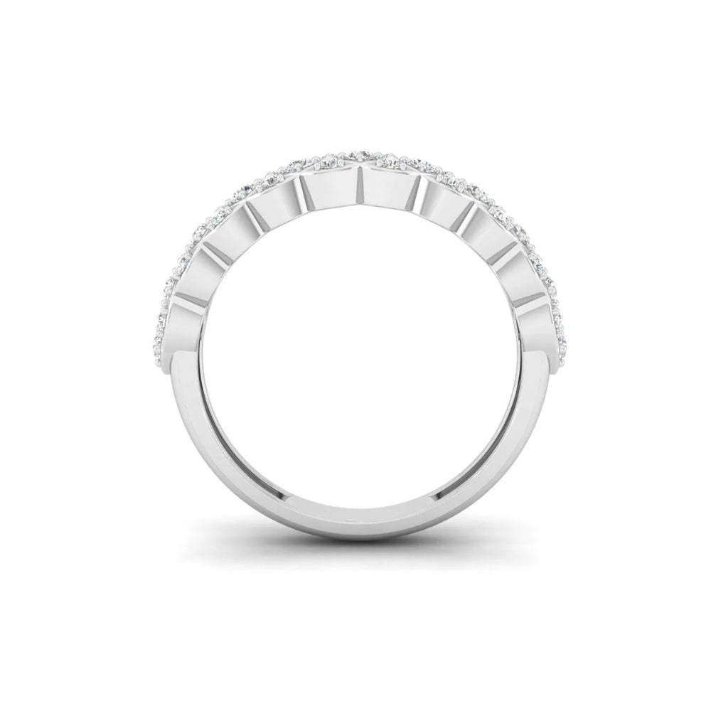 Lab Grown Diamond Round Cut Distance Pave Set Men's Ring
