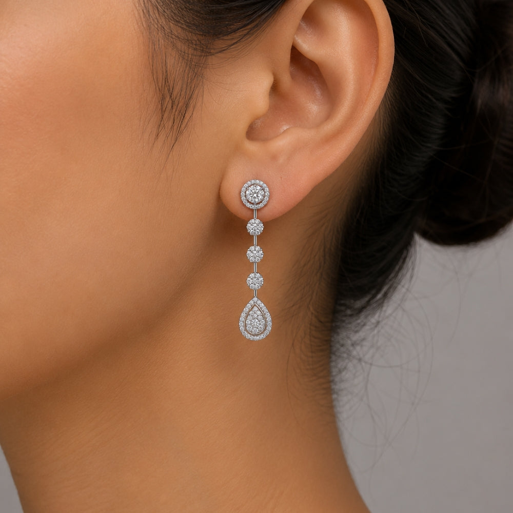 Round Cut Moissanite Elegant Drop Dangle Earrings For Her