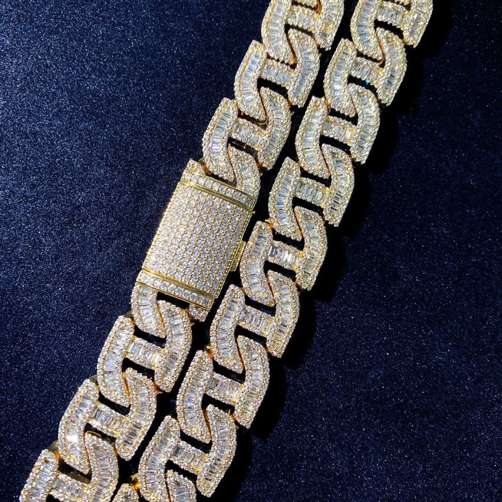 Baguette Cut Lab Grown Diamond Mariner Link Chain