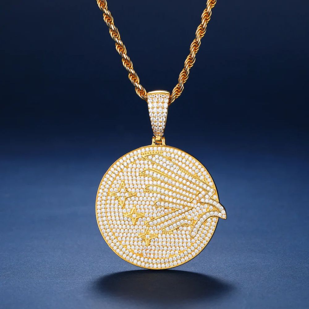 Iced Out Moissanite Diamond Eagle Coin Hip Hop Pendant