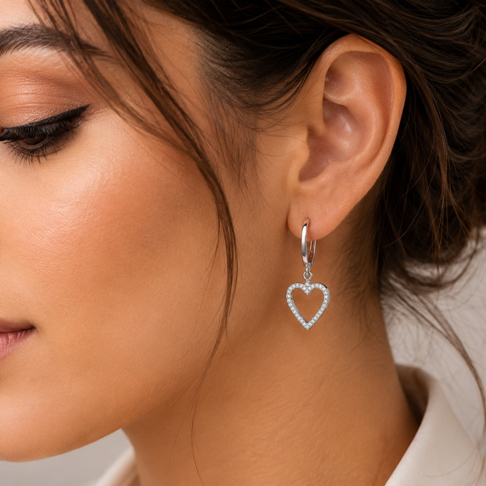 Moissanite Round Cut Heart Style Earrings For Birthday Gift