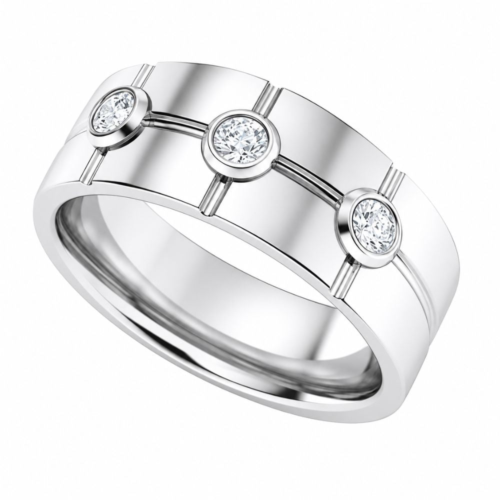 Round Cut Bezel Set Lab Grown Diamond Promise Band