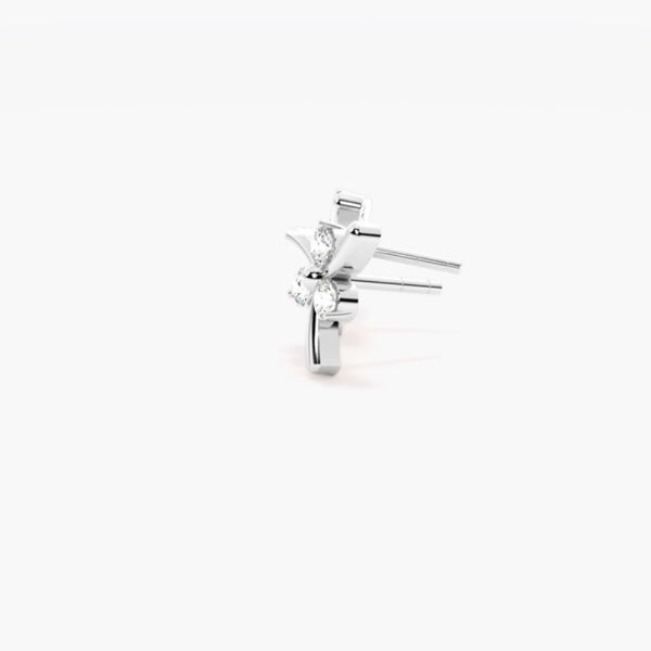 Round Cut Moissanite Three Stone Stud Earring